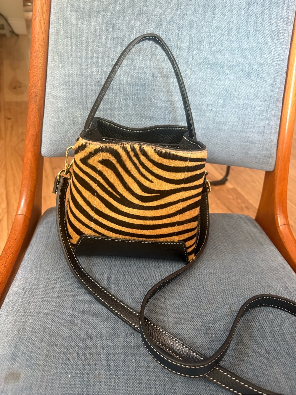 Black & Tan Zebra-Print Mini Shoulder Bag